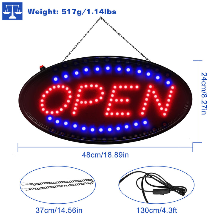 LED Commercial Neon Signage - 18 X 8.5 Inch Oversized Super Bright Advertising Store Sign