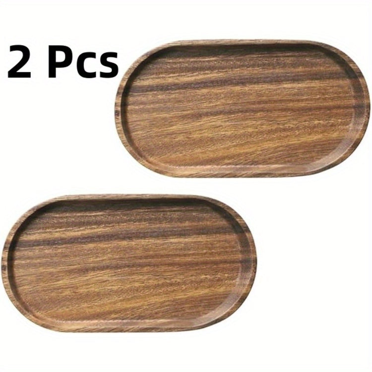 2pcs LDQ Elegant Wooden Serving Tray - Japanese Style, Space-saving Design, Perfect For Home Decor And Kitchen Accessories - Prohibited For Sale On The Temu Platform