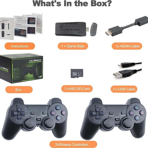 M8 Portable Mini Gamepad, Plug & Play, With 2 Wireless Controllers And A 64G Micro SD Card, HDTV Game Console