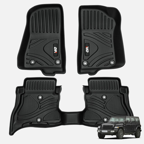 MKR Non-Slip Durable TPE ECO Car Floor Mat Compatible With Jeep Wrangler JL 4xe Not For 2 Door And JL Unlimited Models 2021-2024 3 PCS