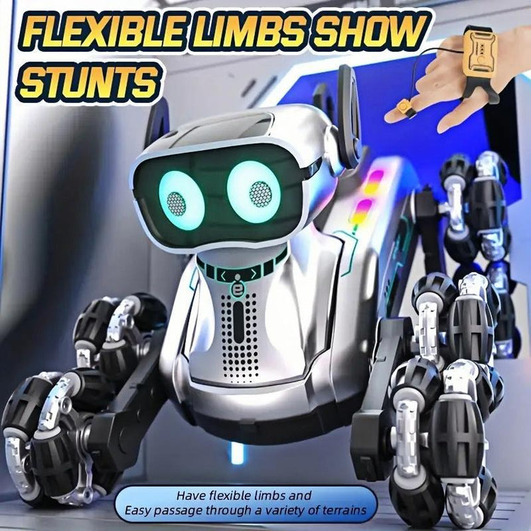 Silver Eight-wheel Stunt Dual Remote Control Robot Dog