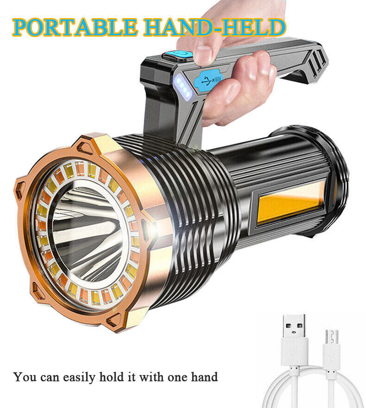 Rechargeable LED Flashlight, 8 Mode Searchlight, Spotlight, Portable, Super Bright
