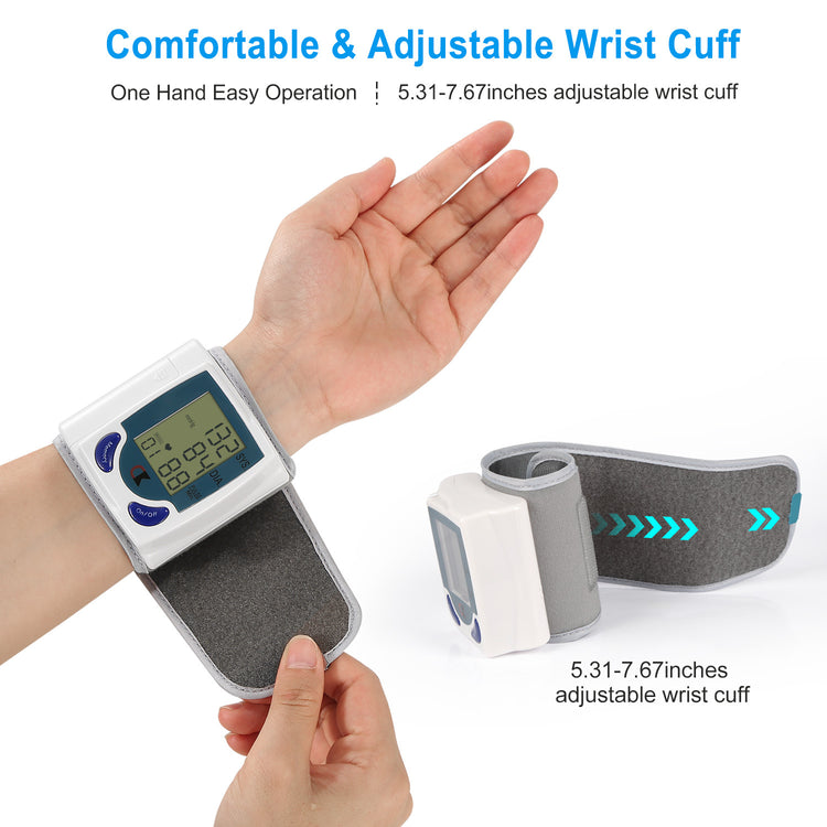 1Pc Blood Pressure Monitor Wrist Digital High Blood Pressure Cuff Heartbeat Tester With 60 Reading Memory 1.8 Inches LCD Screen Storage Box
