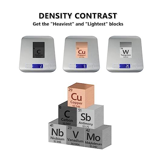 Metal Element Cube High Purity, Periodic Table Of Elements Collection For Element Collections Hobbies, Pure Tungsten Cube, Iron, Aluminum, Bismuth,