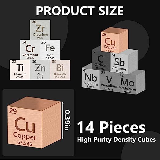 Metal Element Cube High Purity, Periodic Table Of Elements Collection For Element Collections Hobbies, Pure Tungsten Cube, Iron, Aluminum, Bismuth,