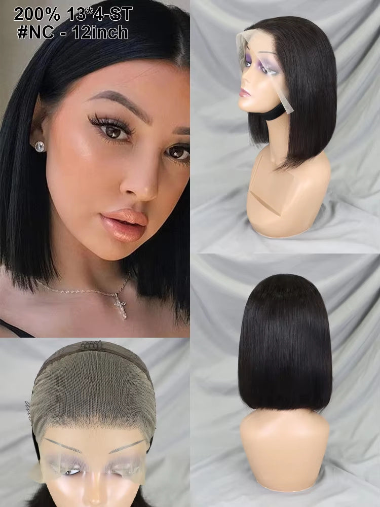 13x4 LACE WIG Human Hair Lace Front Bob Wigs Short Straight Style Transparent Lace Raw Brazilian For Black Women