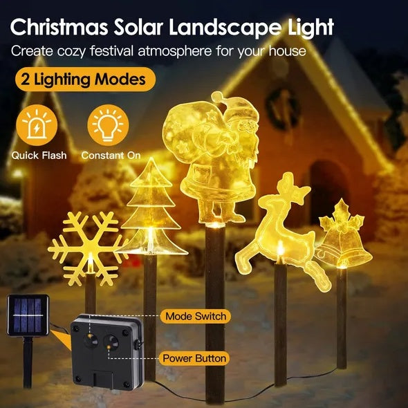 5Pcs Mixed Christmas Decoration Light Solar Stake Light Waterproof Reindeer Snowflake Bell Christmas Tree Santa Claus Light Outdoor Landscape Light By Eggracks By Global Phoenix
