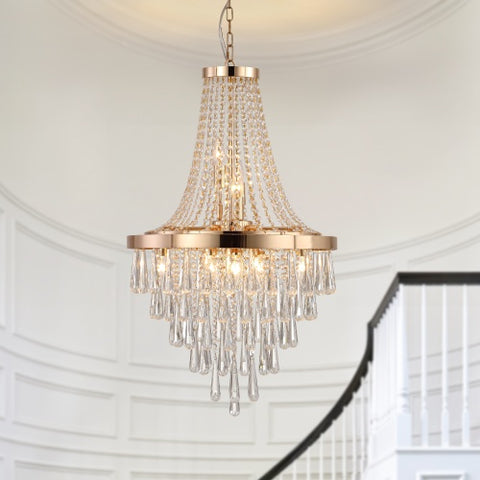 Golden Crystal Chandelier, Large Modern Luxury Chandelier For Living Room, Dining Room, Bedroom, Hallway - Bulb Not Included Unavailable Platforms- Temu