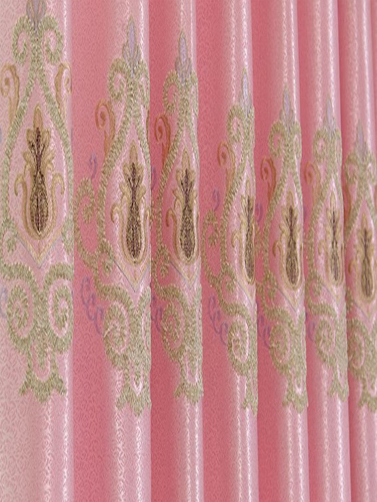 2 Panels European Style High-end Luxury Embroidered Curtains For Modern Bedroom, Without Valance