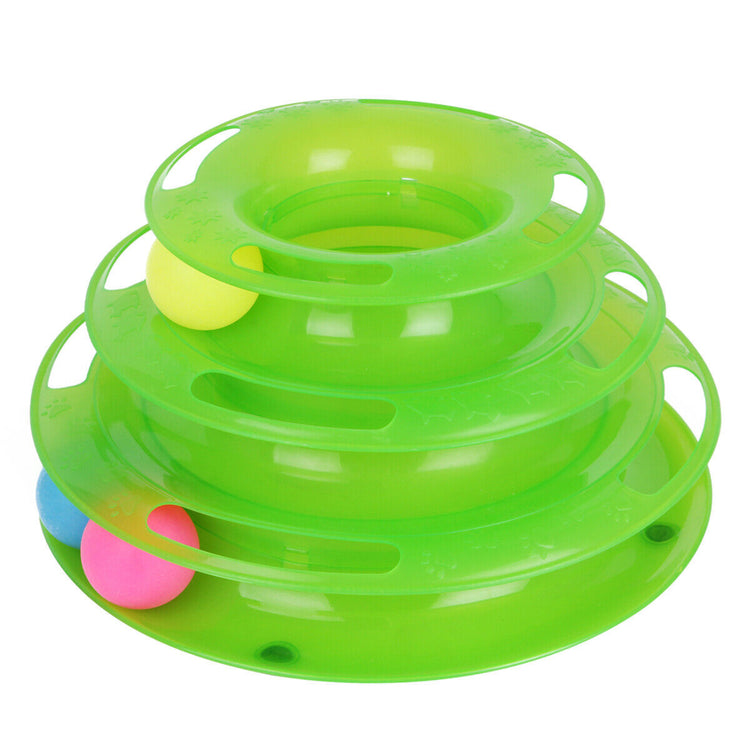 Pet Cat Crazy Ball Disk Interactive Toys Amusement Plate Trilaminar Funny Toy Green