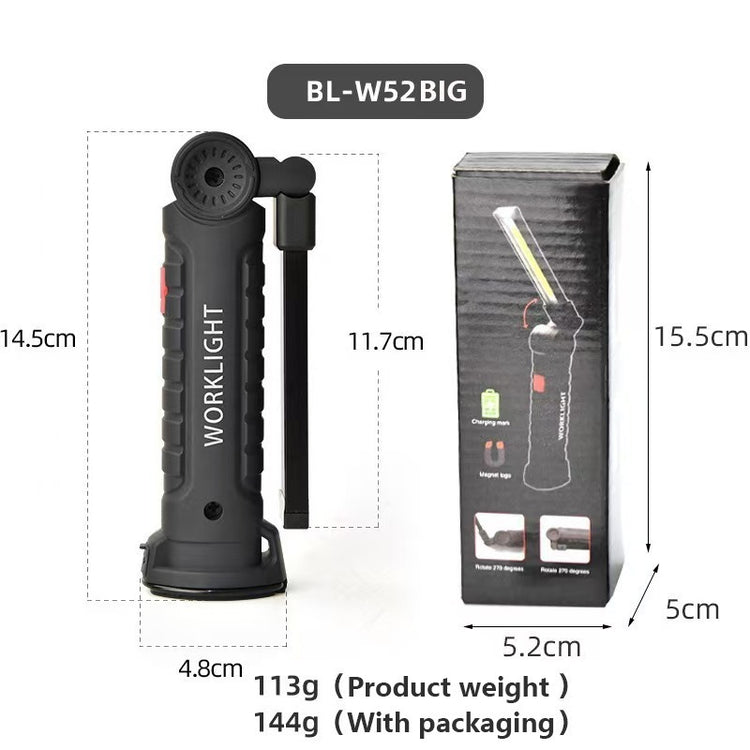 Rechargeable LED Work Light - 360 Degree Rotating Magnetic Base, Handheld Portable Light For Car Maintenance, Mechanical Work, Camping, Emergency - 5 Light Modes