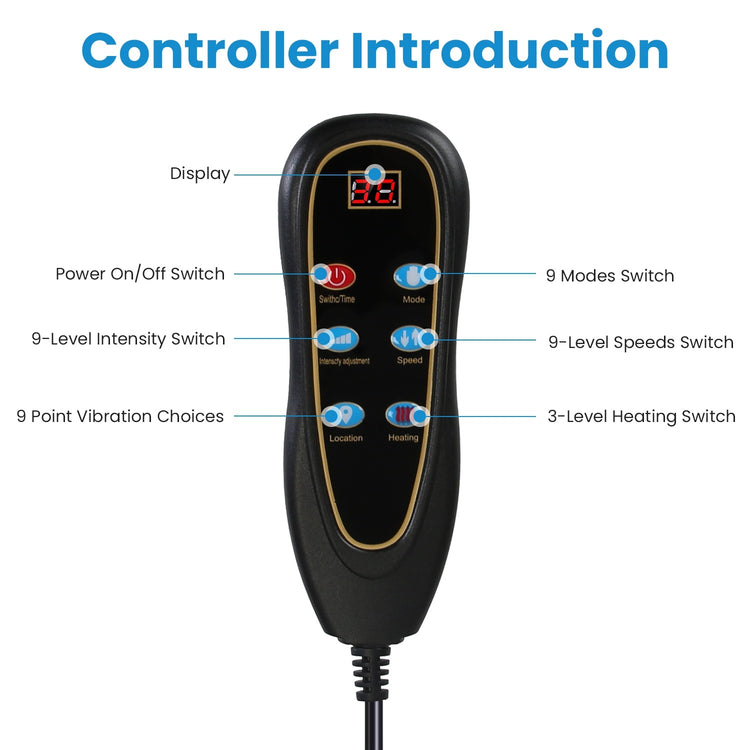 1Set Full Body Electric Massage Mat Heating Vibration Massage Pad Cushion Back Massage Mattress Chair Pad With Neck Foot Massage Head Pillow And Cloth Lumbar Pillow Timer Anti-Slip Bottom