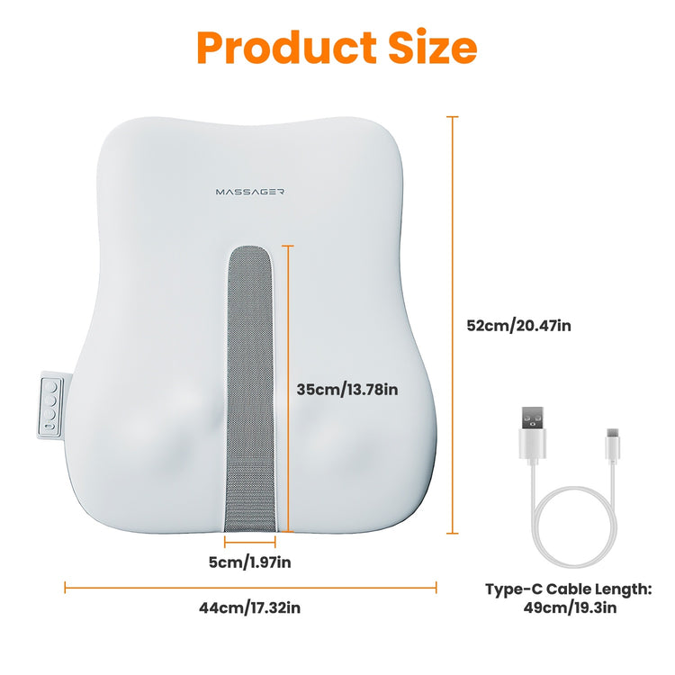 1 Set Shiatsu Back Massager 3D Deep Tissue Kneading Massage Pillow Cordless USB Rechargeable With 3 Massaging Modes 2 Heating Levels 10Mins Auto-Off For Back Shoulder Waist Lumbar No Chair