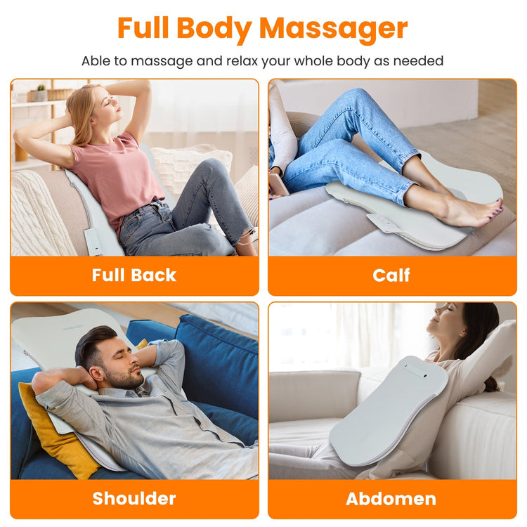 1 Set Shiatsu Back Massager 3D Deep Tissue Kneading Massage Pillow Cordless USB Rechargeable With 3 Massaging Modes 2 Heating Levels 10Mins Auto-Off For Back Shoulder Waist Lumbar No Chair