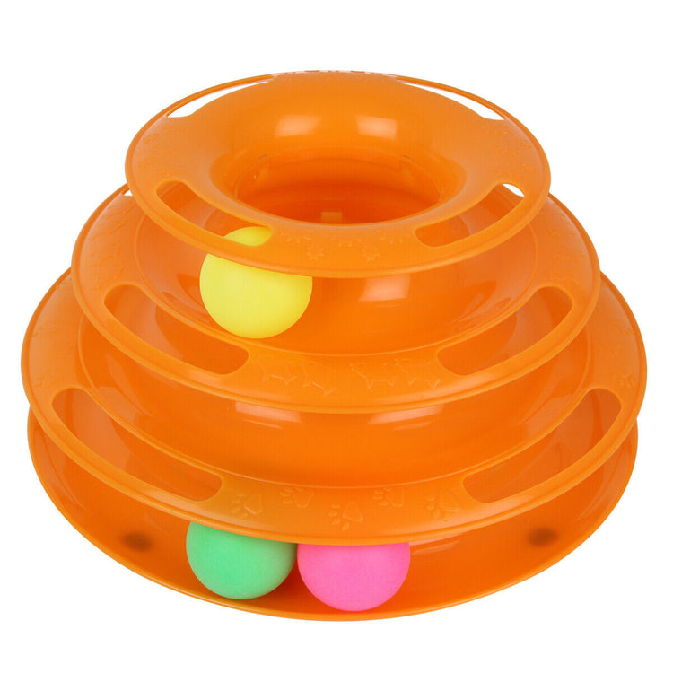 Pet Cat Crazy Ball Disk Interactive Toys Amusement Plate Trilaminar Funny Toy Orange