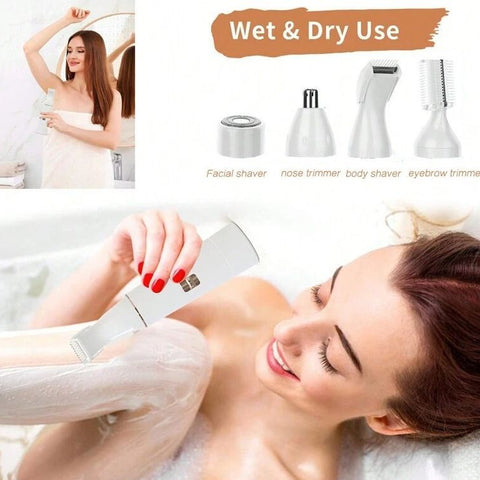4 In 1 Facial Eyebrow Hair Epilator Remover Tool Device Painless Electric Shaver For Women