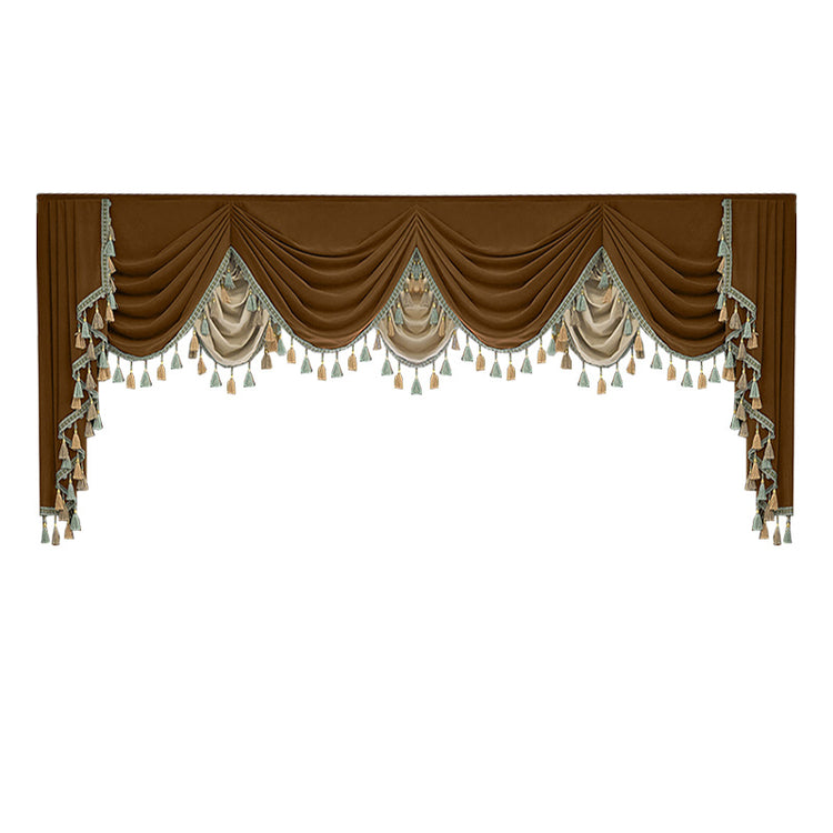 Finished Retro Villa Living Room Bedroom High-grade Thickened Light Luxury Velvet Splicing Curtains, Curtain Drapes Need To Be Purchased