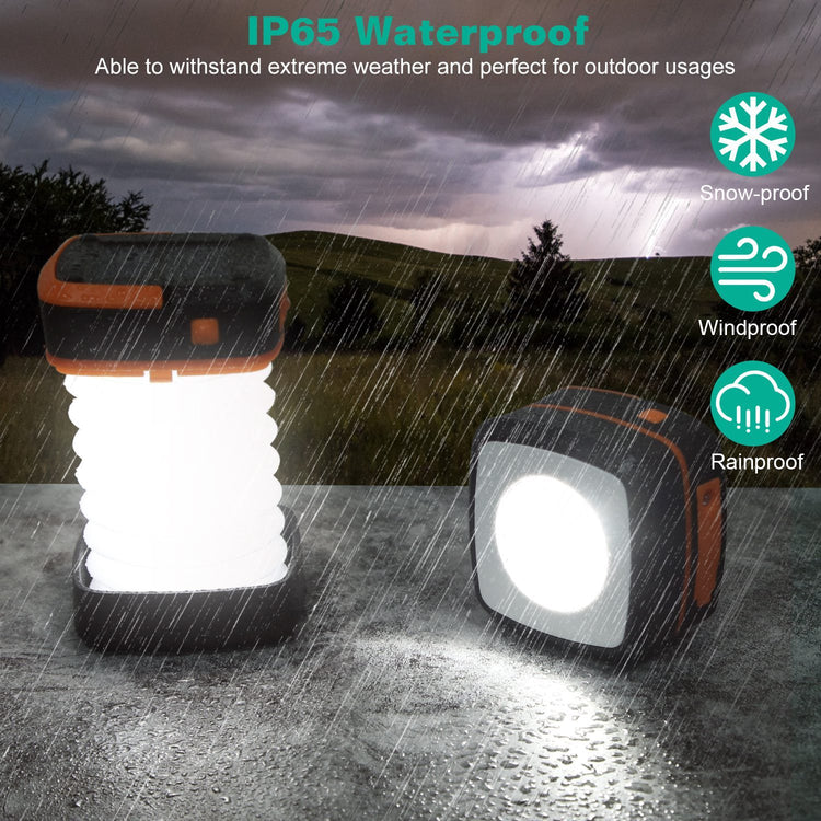 Solar Camping Lantern LED Collapsible Tent Lamp USB Rechargeable Portable Emergency Camping Light For Hiking Fishing Outdoor