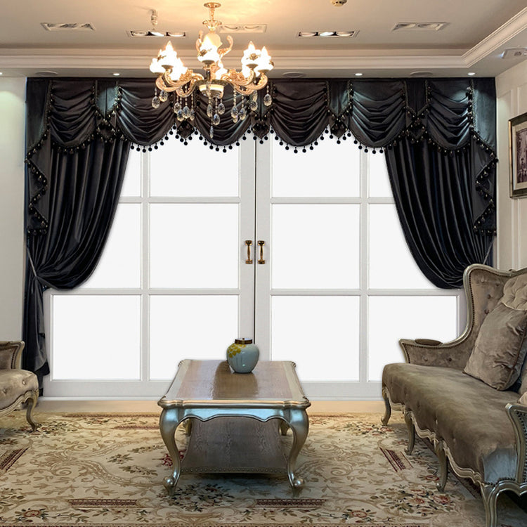 European Luxury Villa, Thick And Luxurious All-black Velvet Curtains, Living Room, Dining Room, Perfect Curtains.