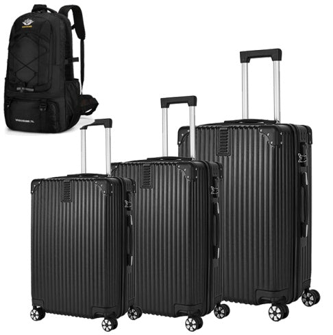 3-piece Hard Shell Luggage Set, Suitable For Both Long-distance And Short Distance Travel. Equipped With Four-wheel Rollers, Password Lock, And Hiking Bag