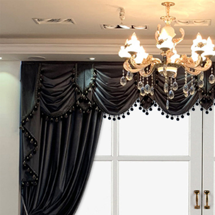European Luxury Villa, Thick And Luxurious All-black Velvet Curtains, Living Room, Dining Room, Perfect Curtains.