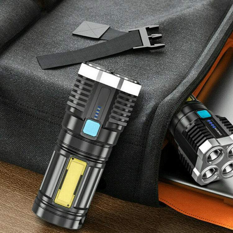 POWERFUL Tactical Quad-Core Super Bright Torch LED Flashlight USB Rechargeable Camping
