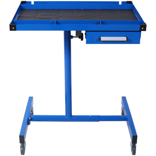 Adjustable Tear Down Work Table With Drawer For Garages, Repair Shops, And DIY, Portable, 4 2.5 Swivel Casters, 220 Pound Capacity, Rubber Corners, Heavy Duty Steel,