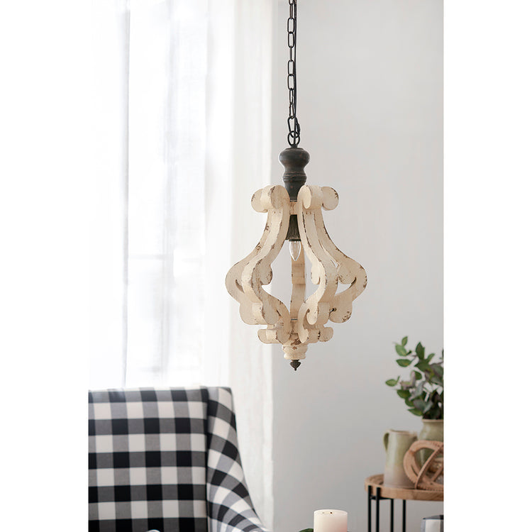 Farmhouse Chandelier, Dilapidated White Chandelier French Country Wood Chandelier For Living Room Foyer, Bulb Not Included
