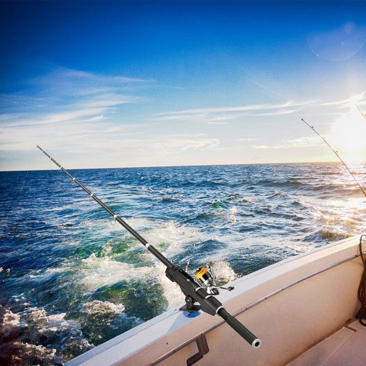 1Pc Boat Fishing Pole Rod Holder 360Degree Rotatable Kayak Side Rail Mount Adjustable Folding Rod Holder With Large Clamp Rod Not Included