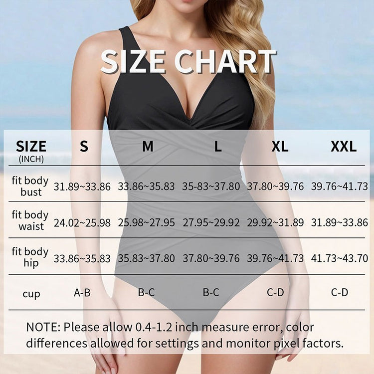 Women's One Piece Swimsuits Tummy Control Bathing Suits V Neck Criss Cross Ruched Push Up Slimming Swimwear