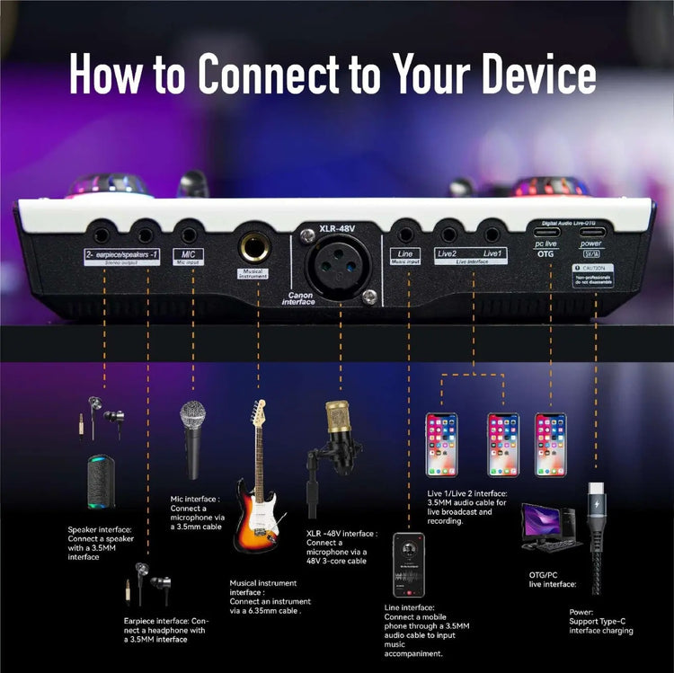 C100PRO Lightweight And Portable Digital Sound Card, Real-time Voice Changer, Intelligent Noise Reduction, And Instrument Reverberation