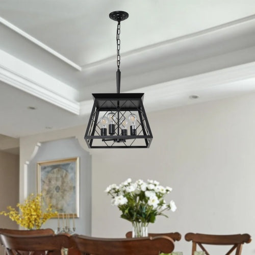 4 Lights Farmhouse Chandelier For Dining Room Black - No Bulbs Unavailable Platform- Temu