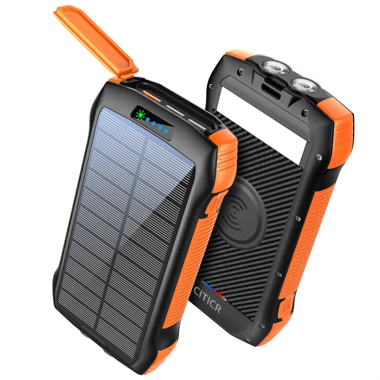 New Product Large Capacity 20000mAh 3 USB C Flashlight Ip67 Waterproof High-speed Wireless Charger Solar Power Bank