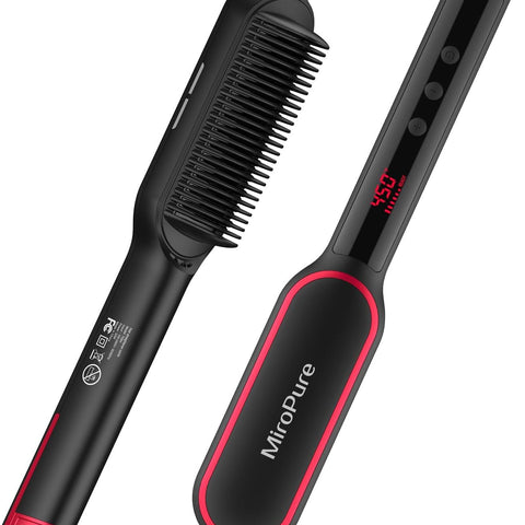 Hair Straightener Brush, One-Step Straightening Brush With 50M Negative Ions, 13 Temp Settings & LED Display, Dual Voltage, Straightening Comb With Anti-Scald Design, Gifts For Women Adjustable Comfor