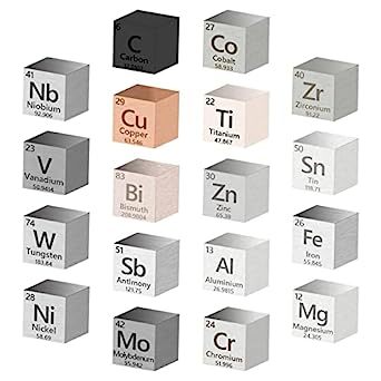 Metal Element Cube High Purity, Periodic Table Of Elements Collection For Element Collections Hobbies, Pure Tungsten Cube, Iron, Aluminum, Bismuth,