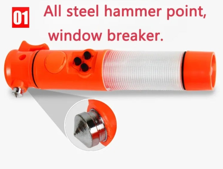 Red&Yellow Multi-functional Car Safety Hammer With Flashlight