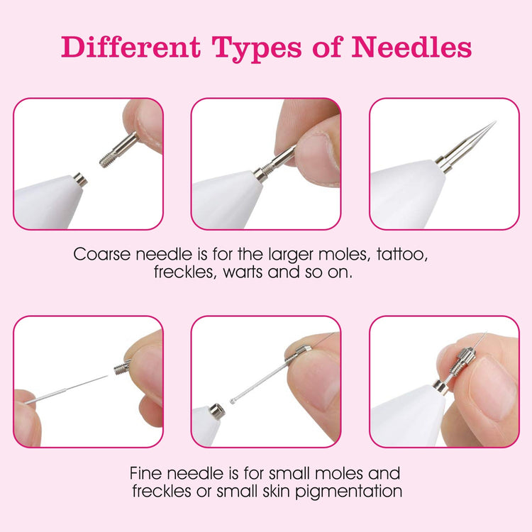 1Pc Skin Tag Repair Kit Portable Beauty Equipment Multi-Level With Home Usage USB Charging LCD Level Adjustable 6 Replaceable Needles