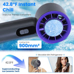 One Hundred Speed Handheld Fan With Ice Cooler High Speed Turbo Fan 3000mAh Rechargeable Hand Fan With LCD Display For Travel Camping Beach Outdoor