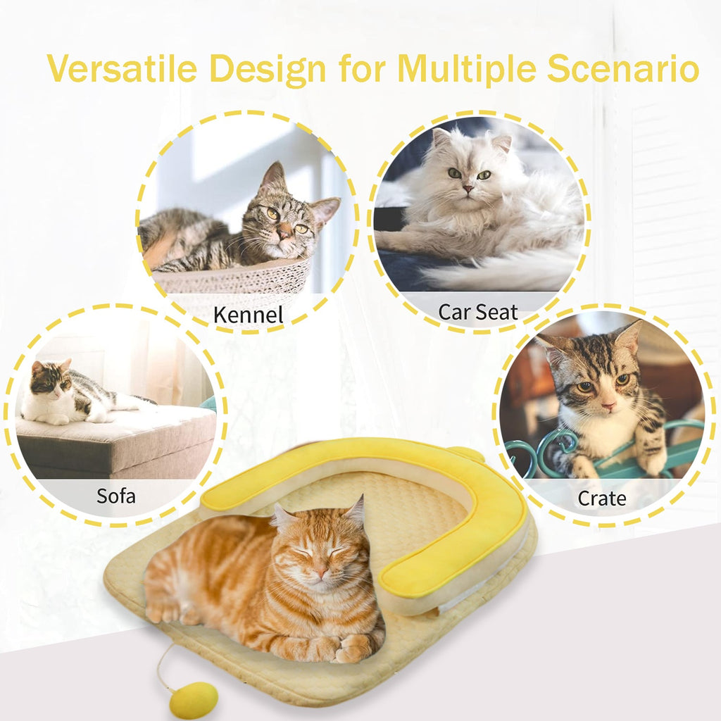 U-Shaped Cooling Pad For Cats And Dogs - Cat And Dog Neck Sleeping Pad, Summer Ice Feeling U-Shaped Headrest With Non-Slip Base, Washable Scratch-Resistant Polyester Cooling Pad