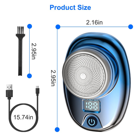 Gold-Blue-Black Color Options 1Pc Portable Electric Shaver With LED Digital Display Type-C Rechargeable Electric Razor For Men Electric Beard Trimmer For Home Office Travel Car