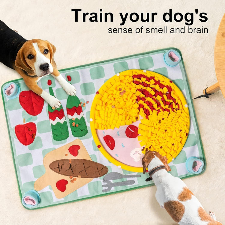 MEWOOFUN Washable Snuffle Mat For Dogs - Slow Feeder Puzzle Mat For Large & Small Dogs, Mental Stimulation Toy For Boredom Relief & Scent Training 16'' Round, Blue