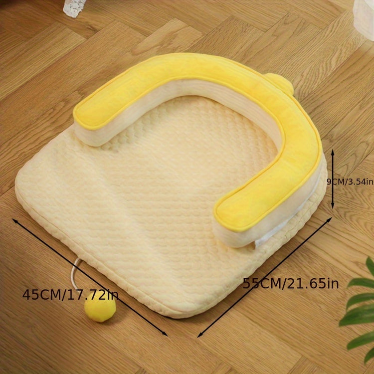 U-Shaped Cooling Pad For Cats And Dogs - Cat And Dog Neck Sleeping Pad, Summer Ice Feeling U-Shaped Headrest With Non-Slip Base, Washable Scratch-Resistant Polyester Cooling Pad