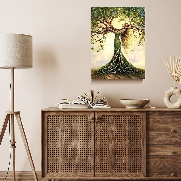 Room Decor 1pc Tree Of Life Canvas Art Print, Wooden Framed Nature-Inspired Wall Decor For Living Room, Bedroom, Office, Cafe - Unique Gift Idea, Creative Home Decoration--Selling On Temu Is Prohibite