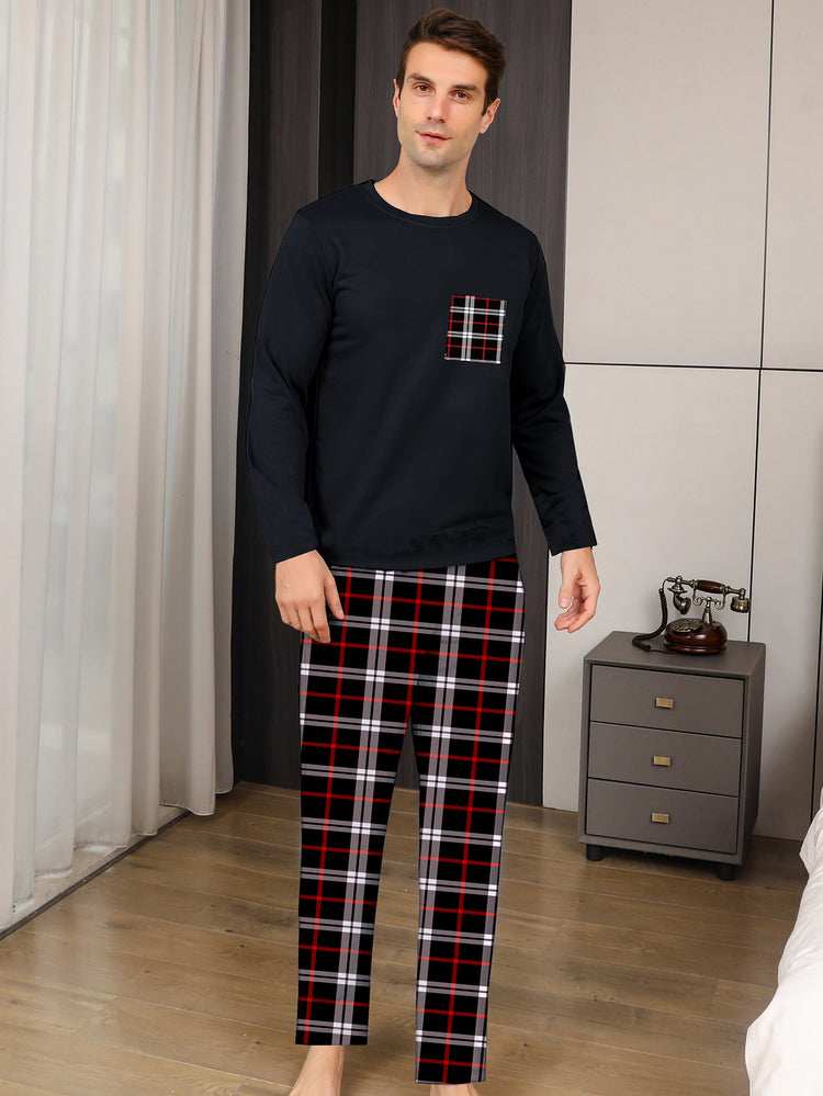 Ice Silk Long Sleeve Long Pants Men's Pajama Set