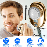 Gold-Blue-Black Color Options 1Pc Portable Electric Shaver With LED Digital Display Type-C Rechargeable Electric Razor For Men Electric Beard Trimmer For Home Office Travel Car