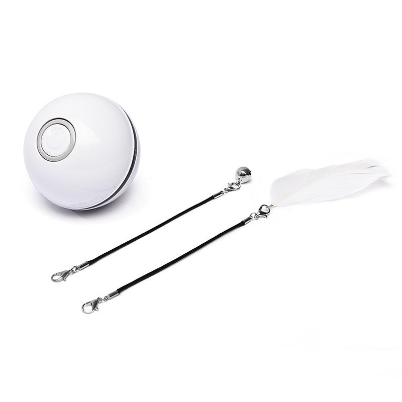LED Laser Electronic Rolling Pet Funny Cat Toy Ball WhiteRecharge