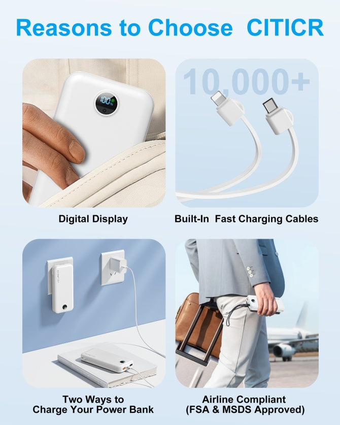With AC Socket For Fast Charging, It Comes With A Dual-wire Digital Display Power Bank