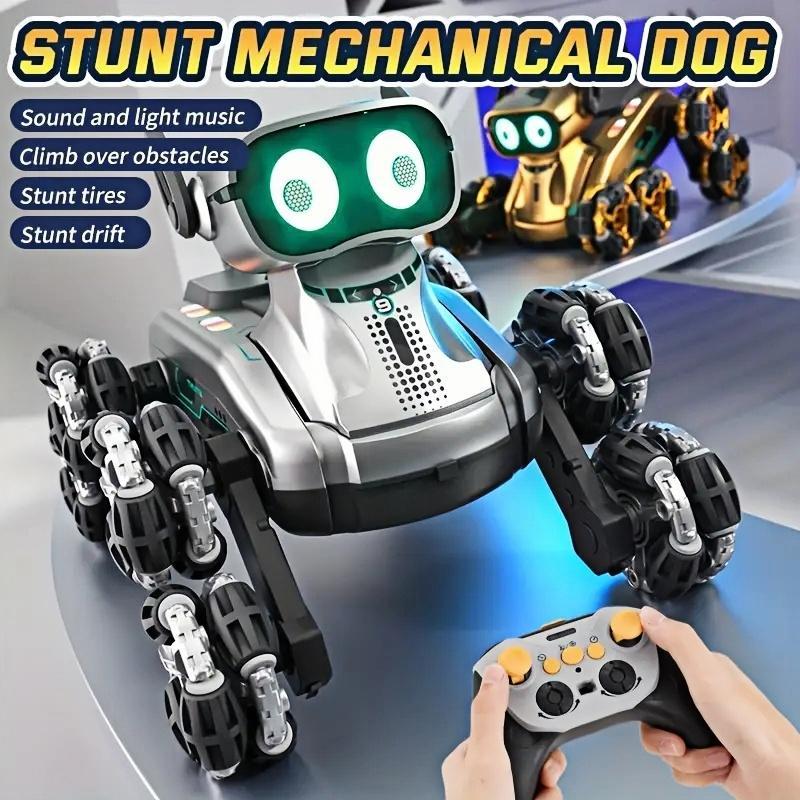 Silver Eight-wheel Stunt Dual Remote Control Robot Dog