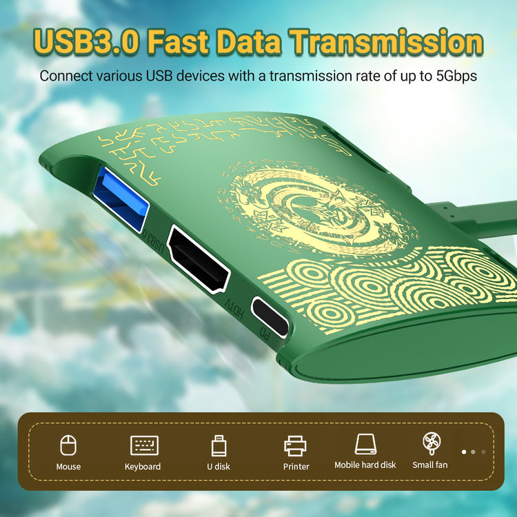 3-in-1 Portable TV Dock With 4K HDMI USB 3.0 Port USB C PD Charging,Travel Docking Station Replacement For