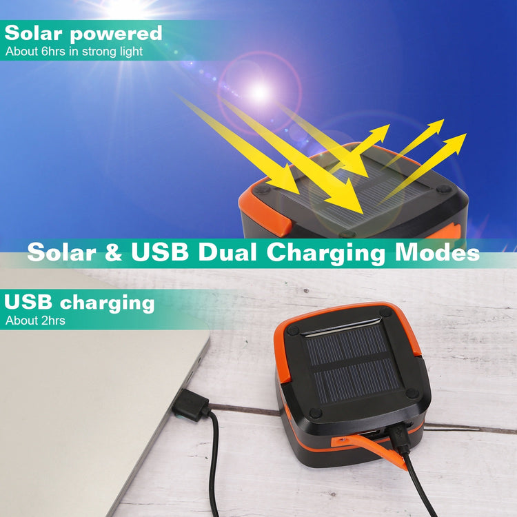 Solar Camping Lantern LED Collapsible Tent Lamp USB Rechargeable Portable Emergency Camping Light For Hiking Fishing Outdoor